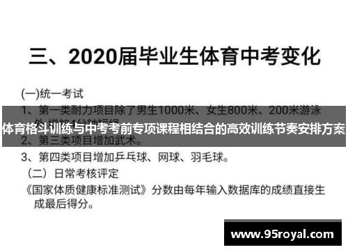 体育格斗训练与中考考前专项课程相结合的高效训练节奏安排方案